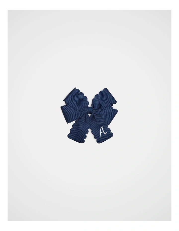 Grosgrain A Initial Bow Duck Clip in Blue image 1