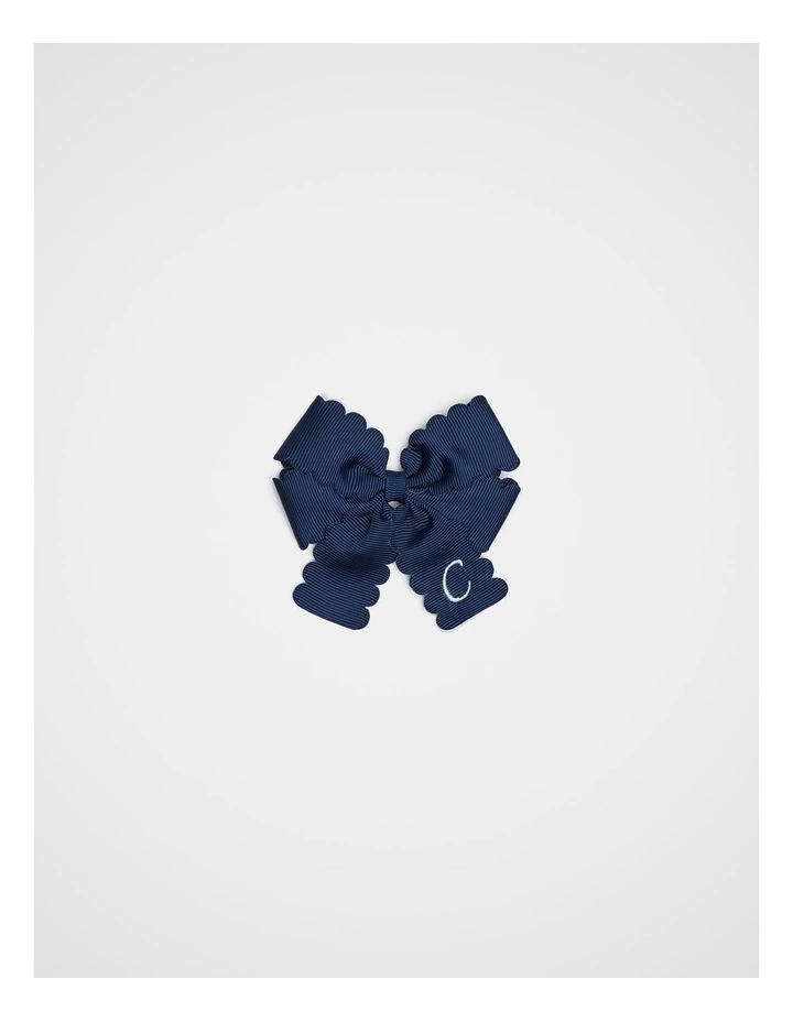 Grosgrain C Initial Bow Duck Clip in Blue image 1