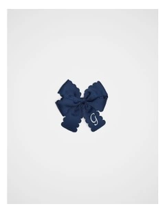 Grosgrain G Initial Bow Duck Clip in Blue
