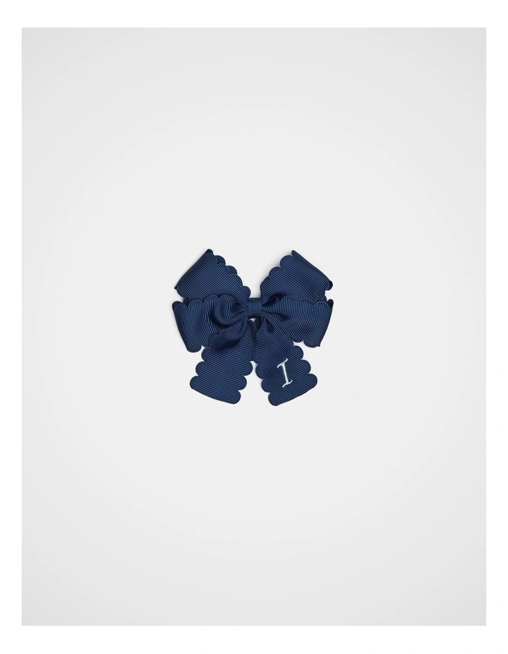 Grosgrain I Initial Bow Duck Clip in Blue image 1
