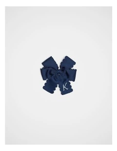 Grosgrain K Initial Bow Duck Clip in Blue