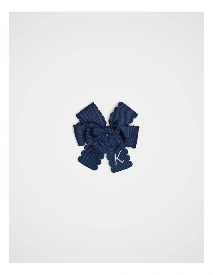 Grosgrain K Initial Bow Duck Clip in Blue image 1