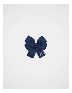 Grosgrain R Initial Bow Duck Clip in Blue