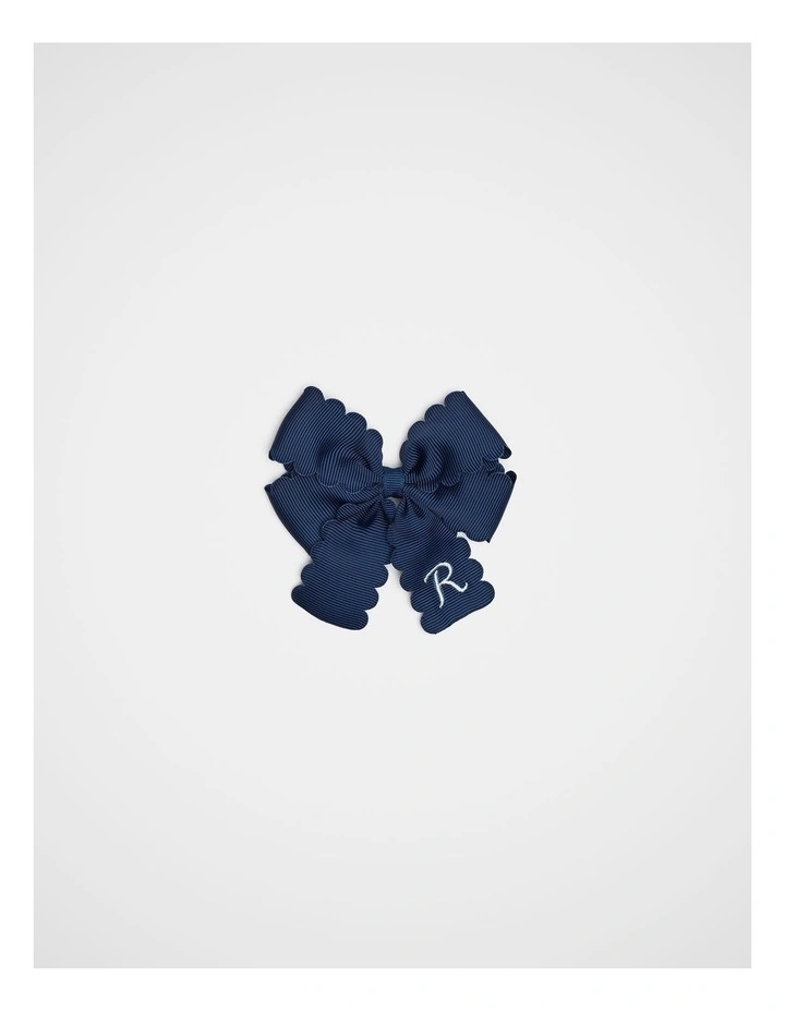 Grosgrain R Initial Bow Duck Clip in Blue image 1