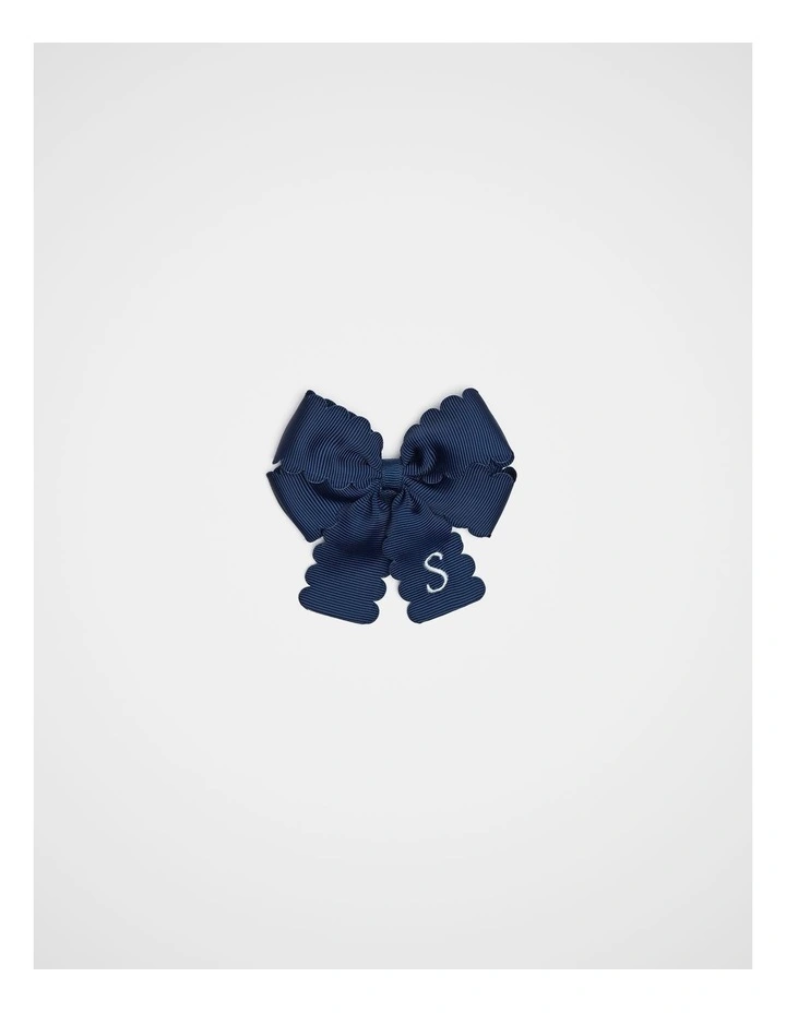 Grosgrain S Initial Bow Duck Clip in Blue image 1