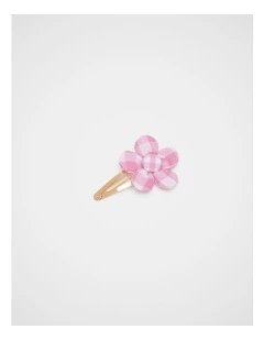 Gingham Flower Snap in Candy Pink