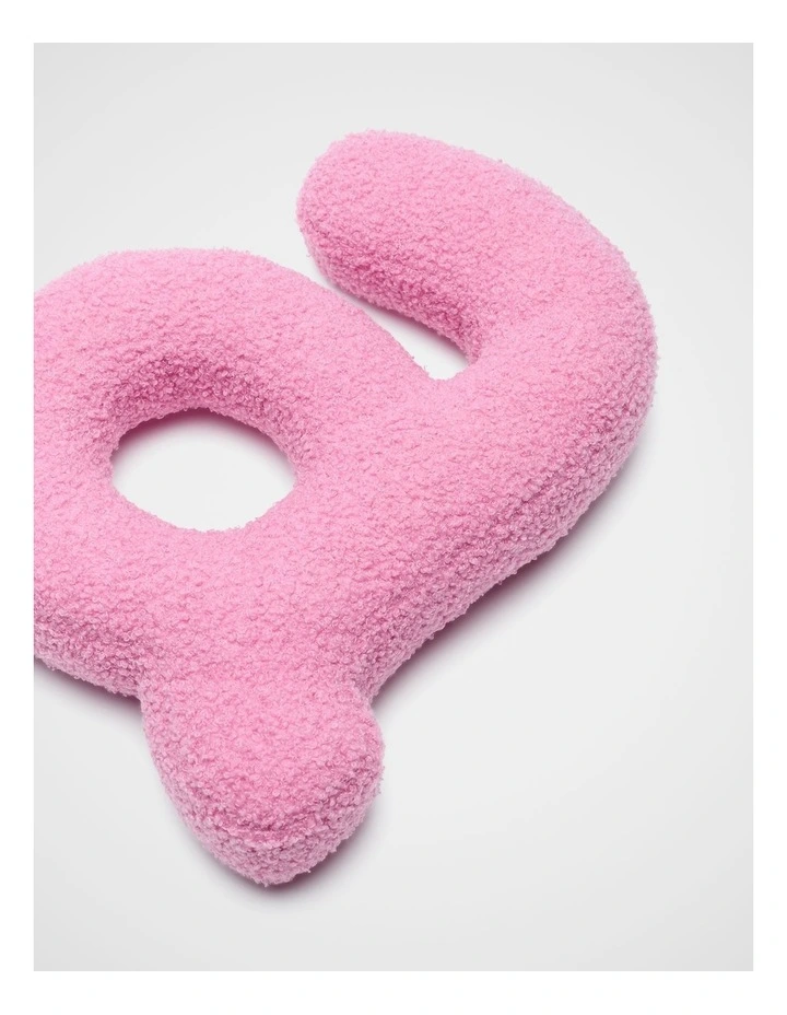 Pink Boucle Initial Cushion - A image 2