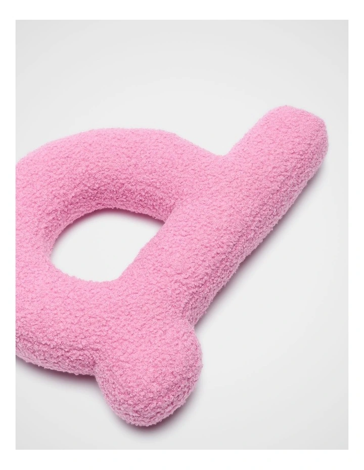 Pink Boucle Initial Cushion - D image 2