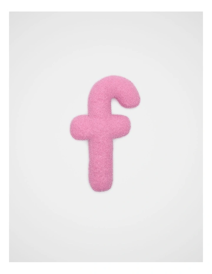 Pink Boucle Initial Cushion - F image 1