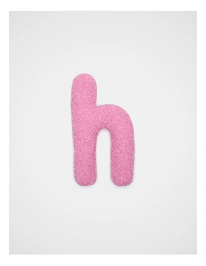 Pink Boucle Initial Cushion - H image 1