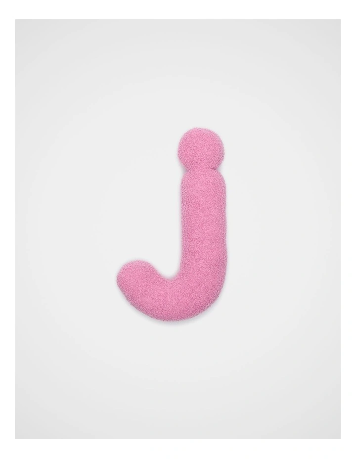 Pink Boucle Initial Cushion - J image 1