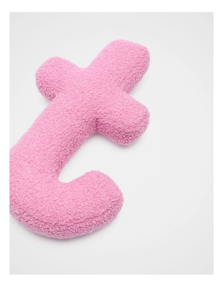 Pink Boucle Initial Cushion - T image 2