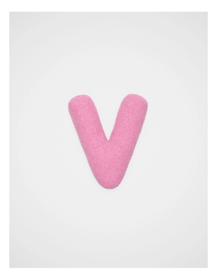 Pink Boucle Initial Cushion - V image 1