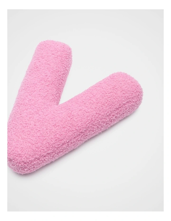 Pink Boucle Initial Cushion - V image 2