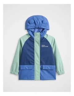 Mini Colourblock Raincoat in Blue Multi
