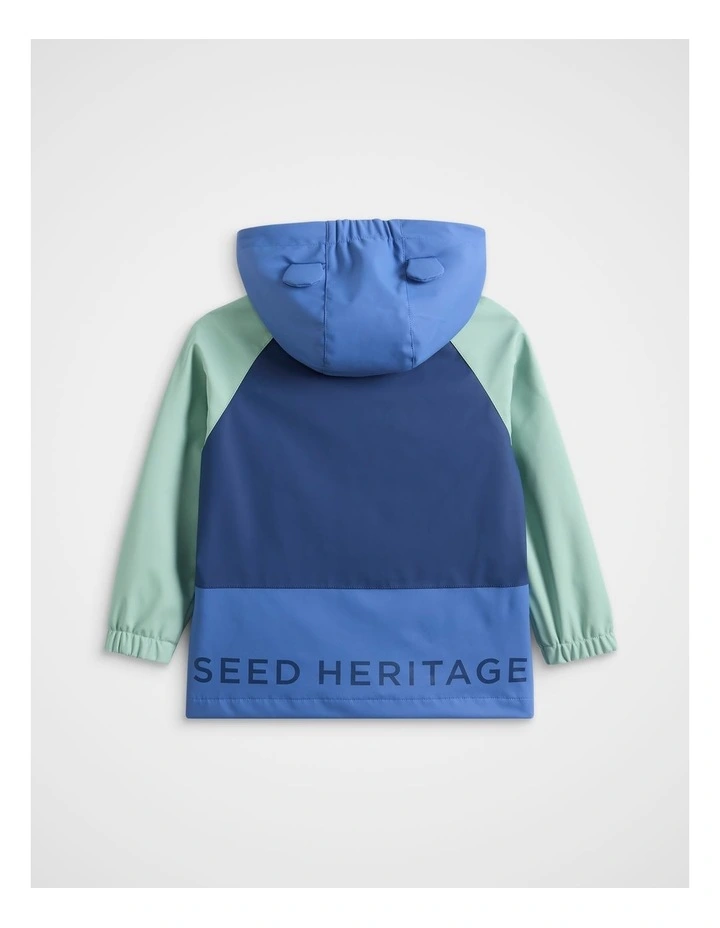 Mini Colourblock Raincoat in Blue Multi image 2