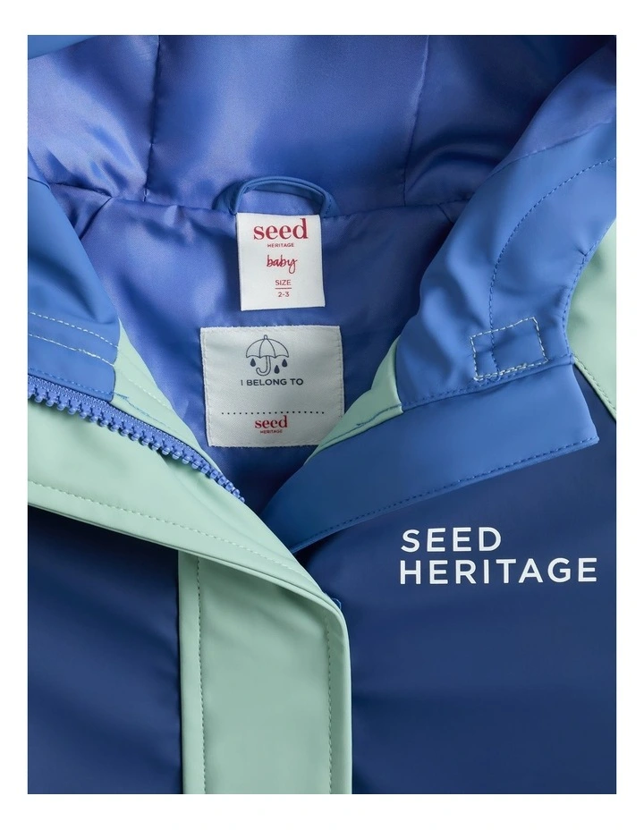 Mini Colourblock Raincoat in Blue Multi image 3