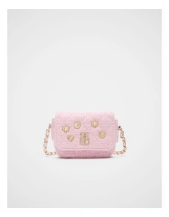 Tweed Coin Charm Bag in Candy Pink