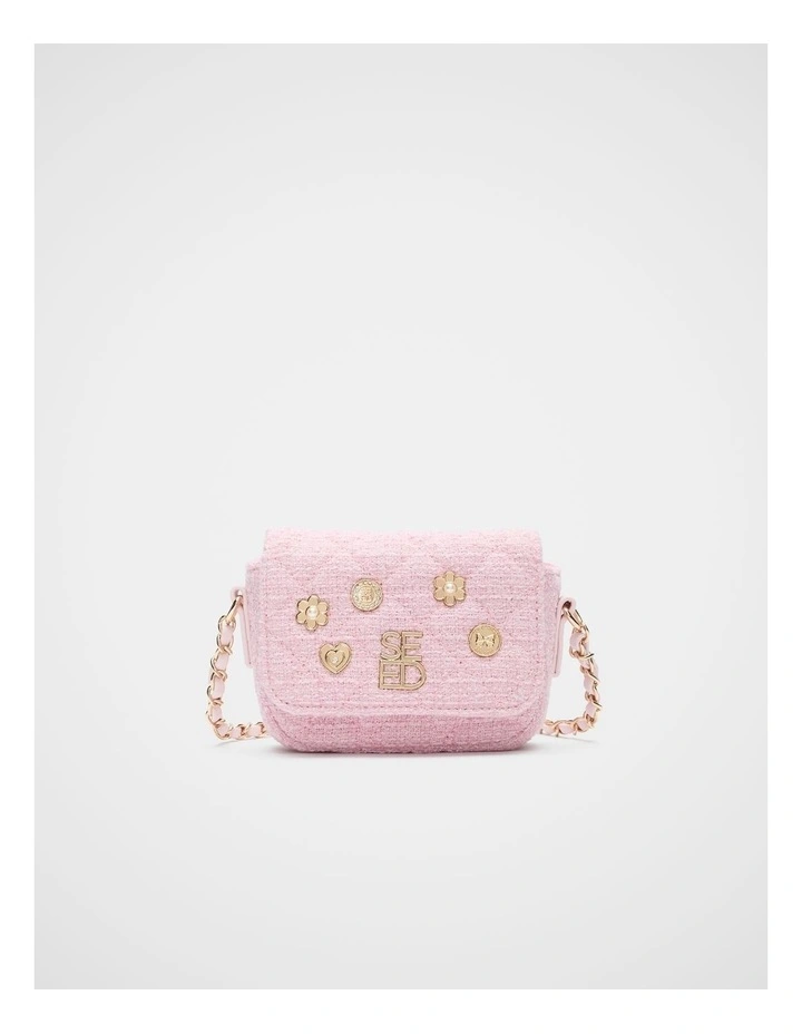 Tweed Coin Charm Bag in Candy Pink image 1
