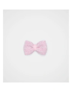 Tweed Bow Duck Clip in Candy Pink