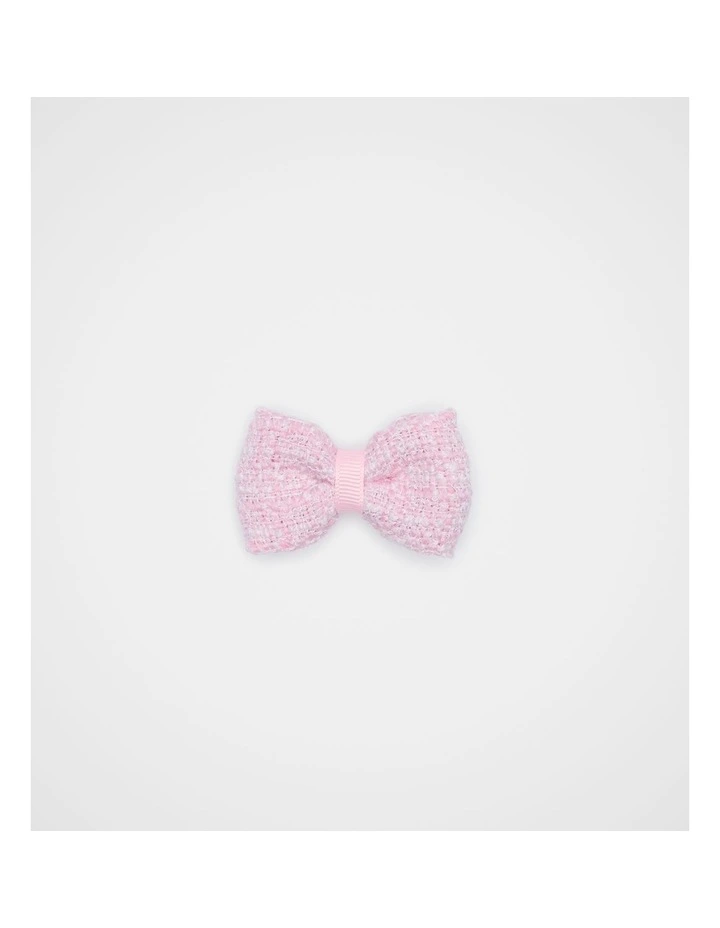 Tweed Bow Duck Clip in Candy Pink image 1