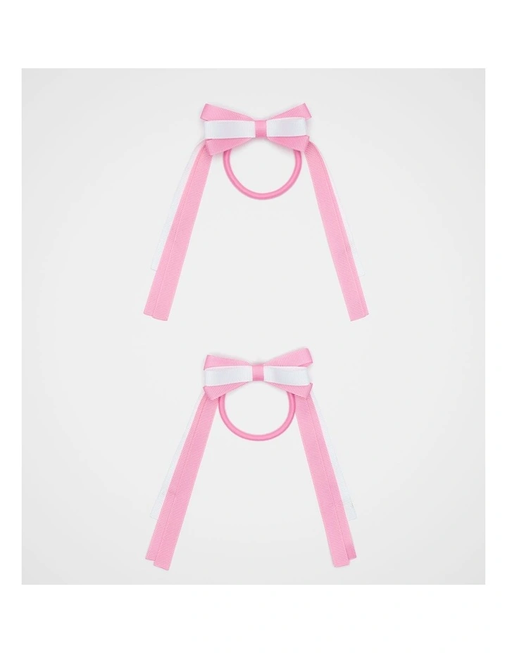 Two Tone Bow Elastics in Candy Pink image 1
