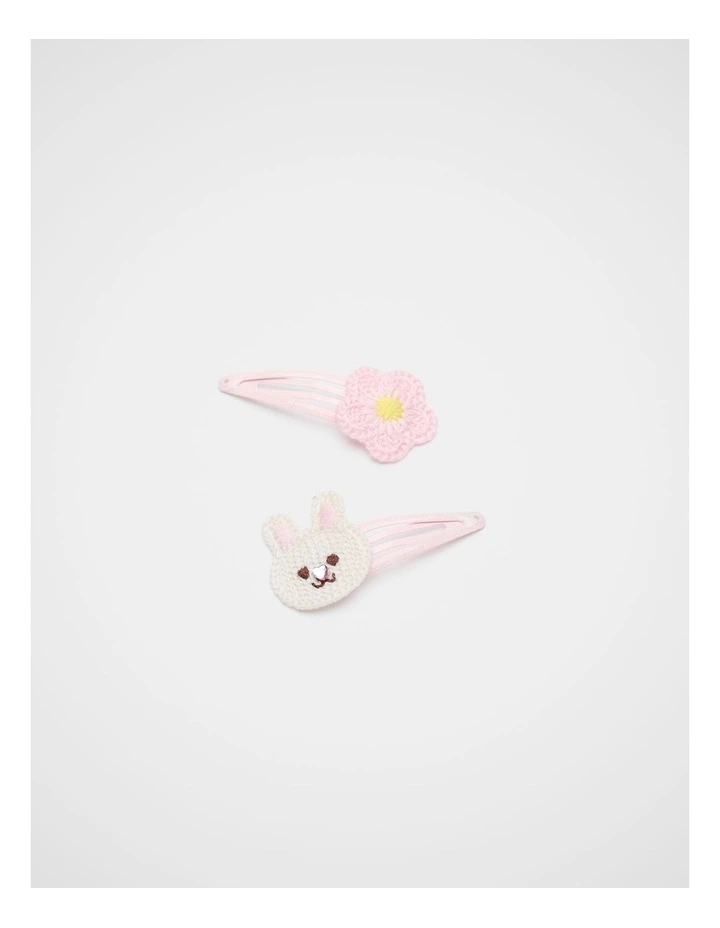 Crochet Flower Bunny Snaps in Pink image 1