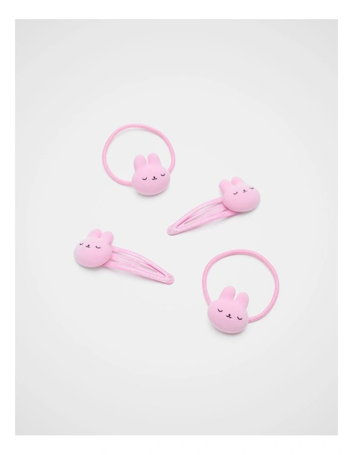 Flocked Bunny Hair Set in Candy Pink image 1