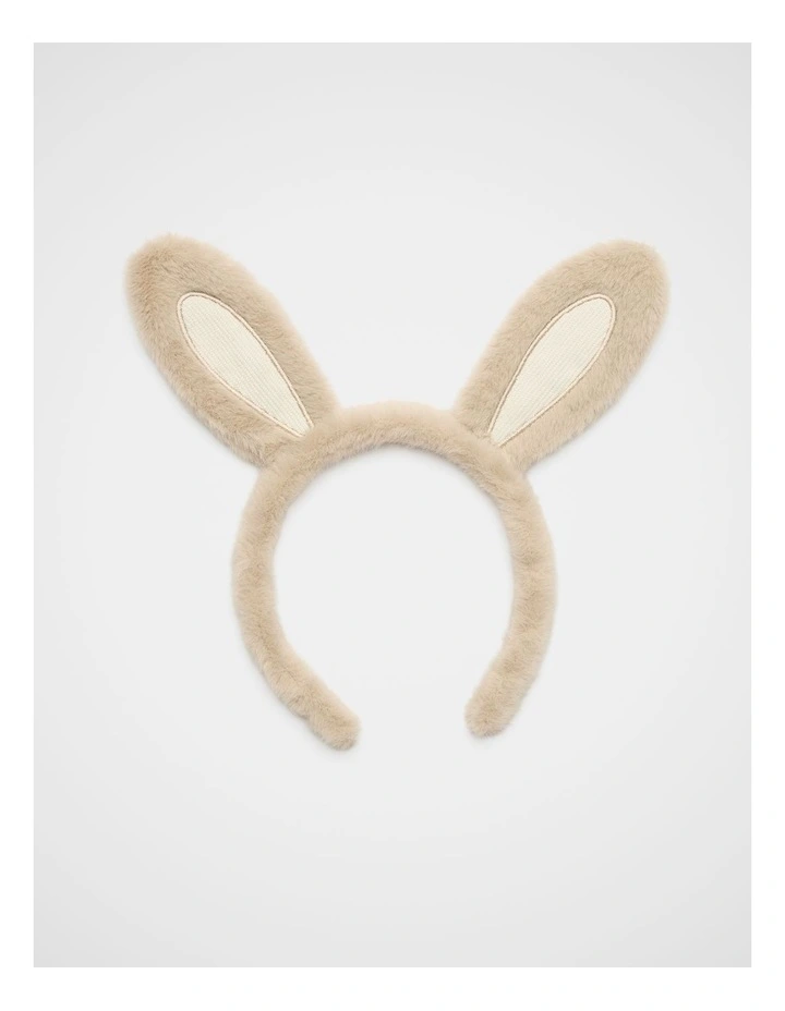 Fur Ears Headband in Beige image 1