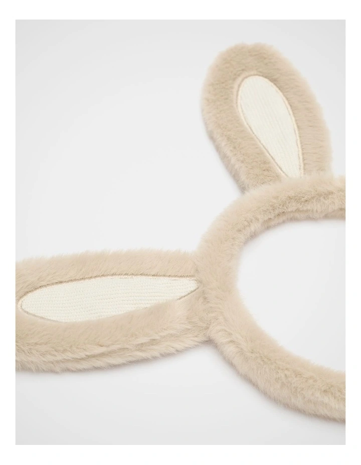 Fur Ears Headband in Beige image 2