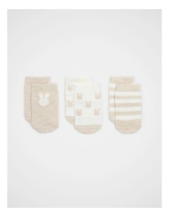 Bunny Sock 3 Pack in Oat Marle