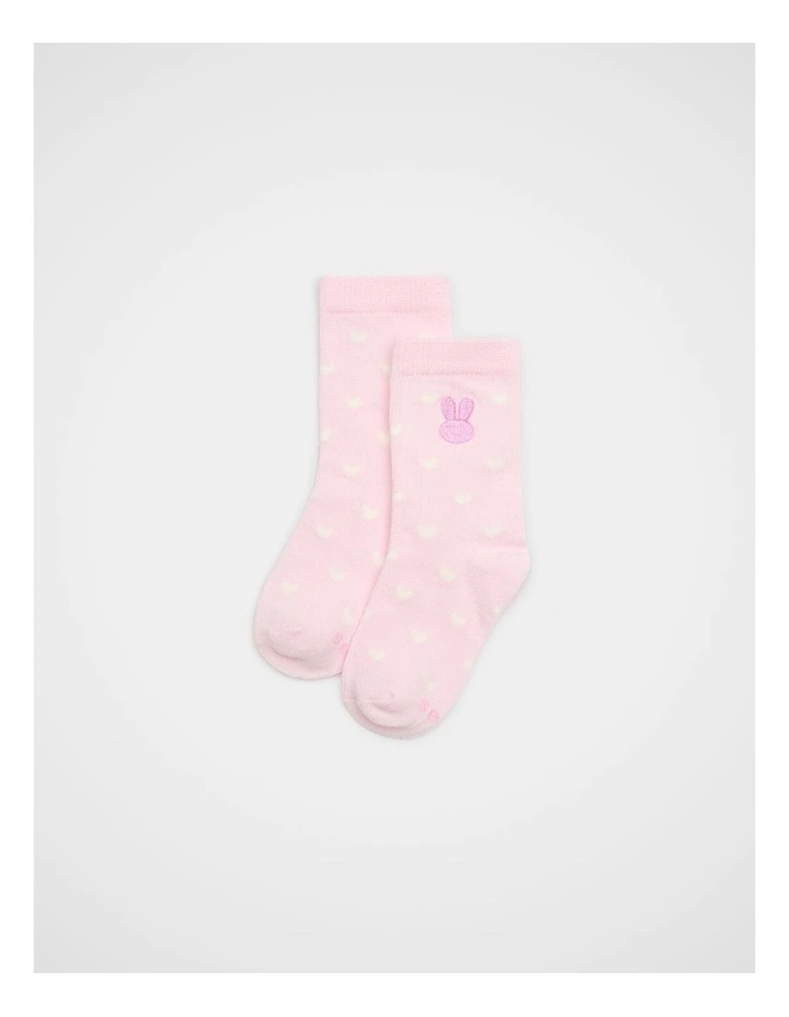 Bunny Embroidered Sock in Pink Lemonade image 1