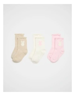 Bunny Sock 3 Pack in Pink Multi