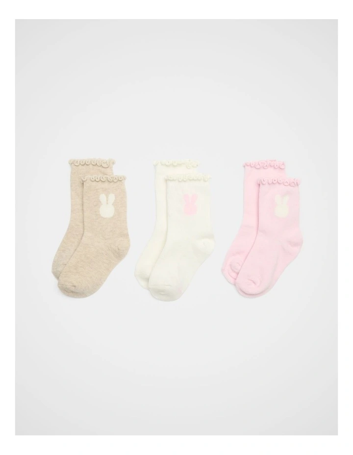 Bunny Sock 3 Pack in Pink Multi image 1