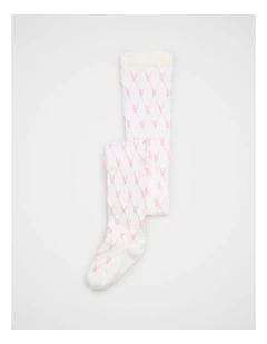 Bunny Jacquard Tights in Vanilla