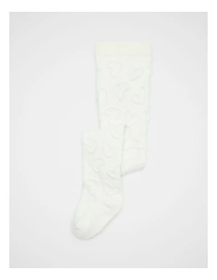Heart Jacquard Tights in Vanilla