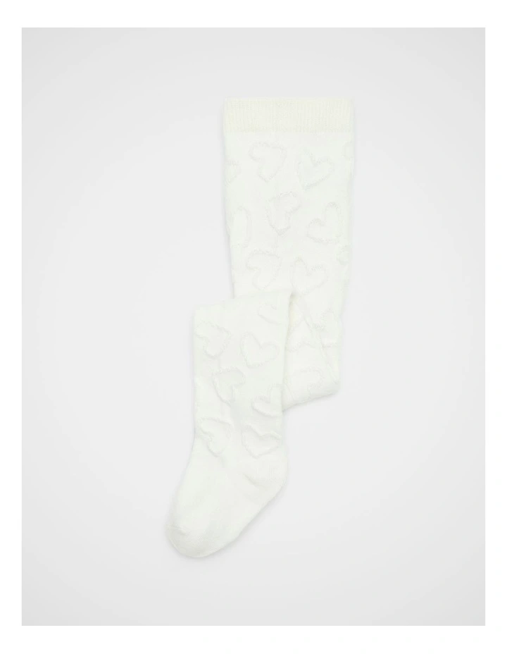 Heart Jacquard Tights in Vanilla image 1
