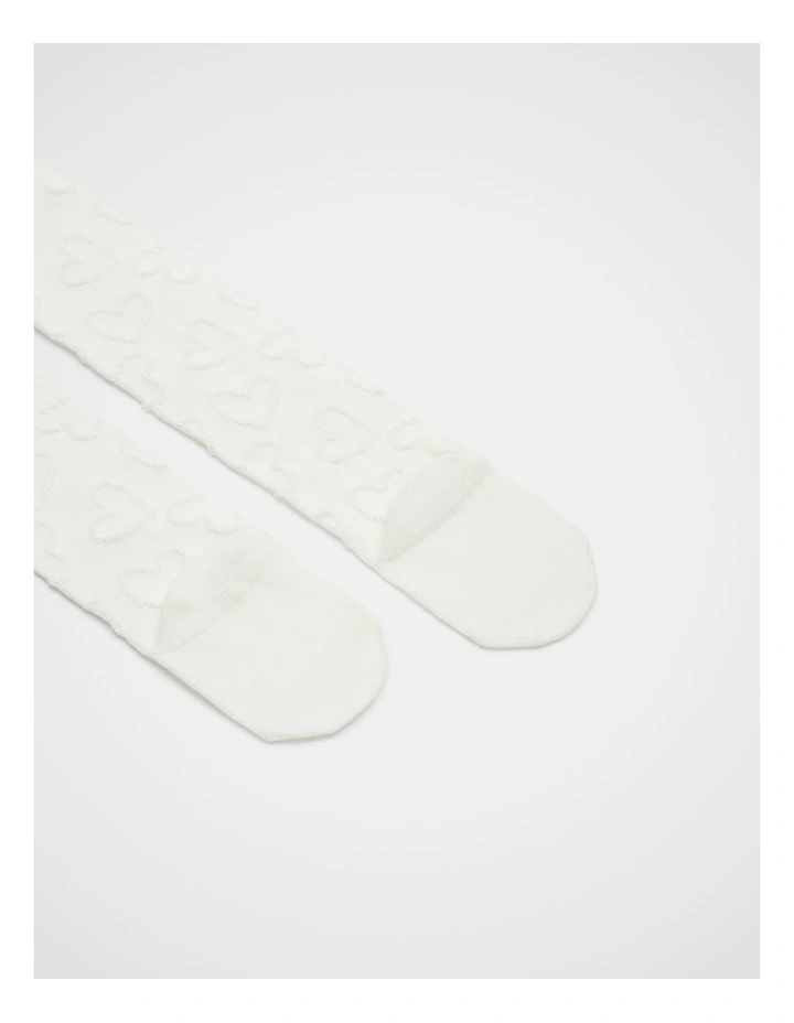 Heart Jacquard Tights in Vanilla image 2