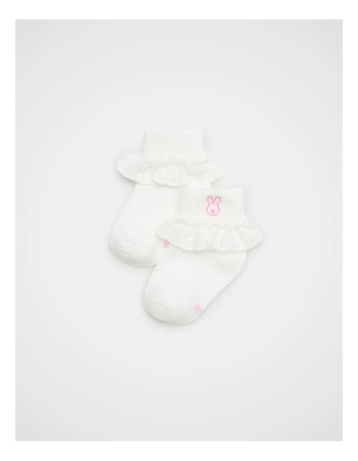 Bunny Frill Sock in Vanilla image 1