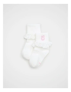 Bunny Frill Sock in Vanilla