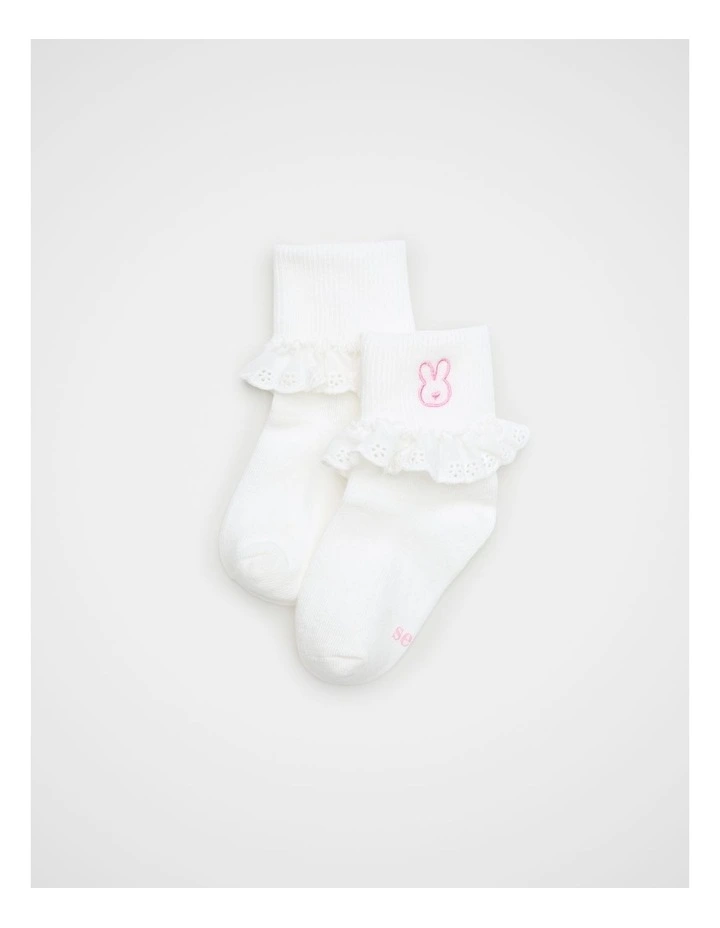 Bunny Frill Sock in Vanilla image 1