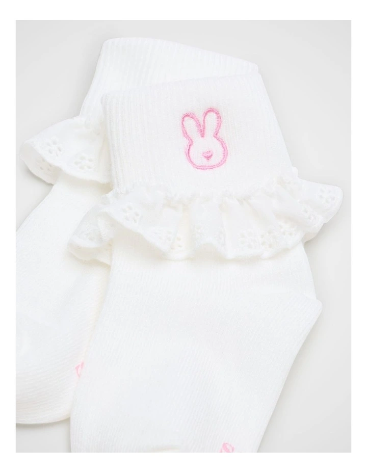 Bunny Frill Sock in Vanilla image 2