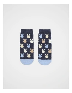 Fluffy Bunny Sock in Navy