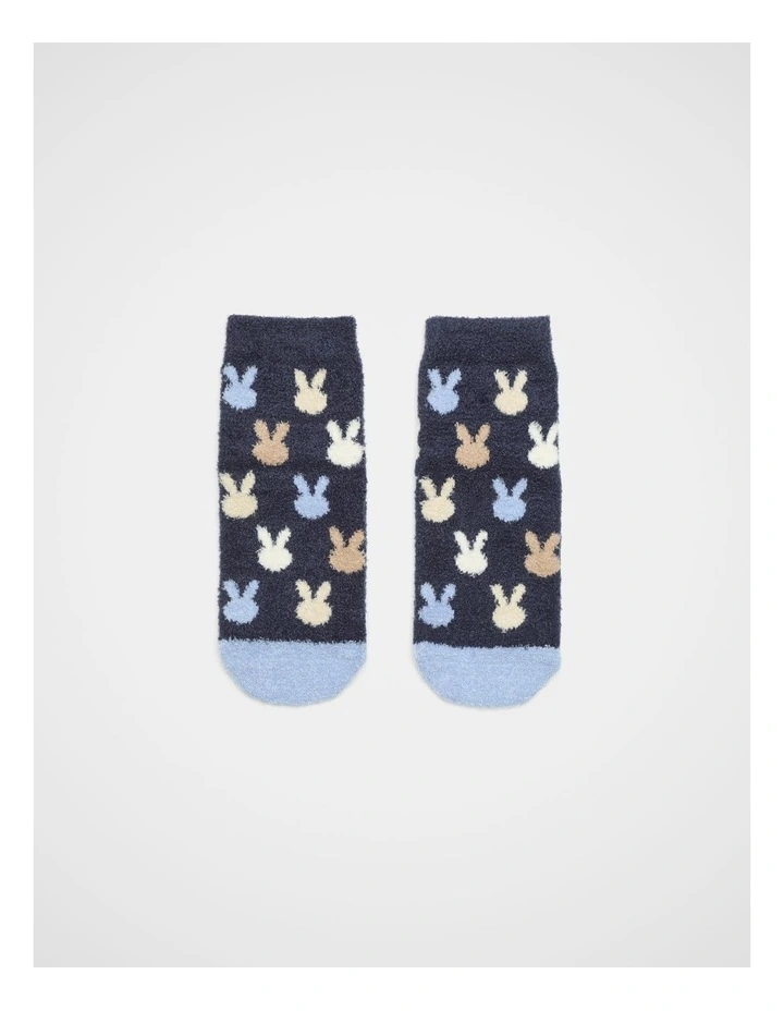 Fluffy Bunny Sock in Navy image 1