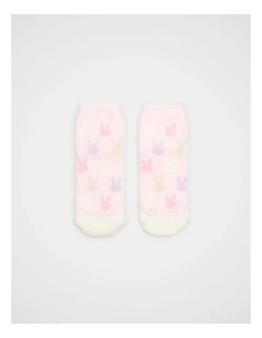 Fluffy Bunny Sock in Pink Lemonade