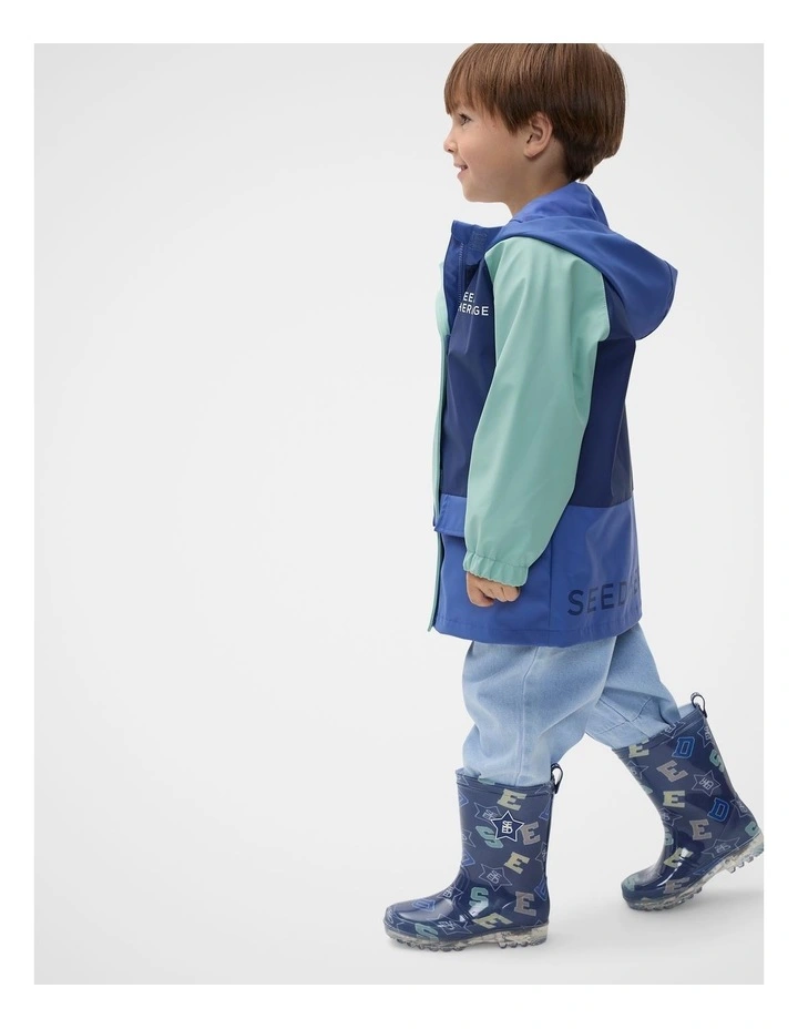 Light Up Gumboot in French Navy Multi image 2