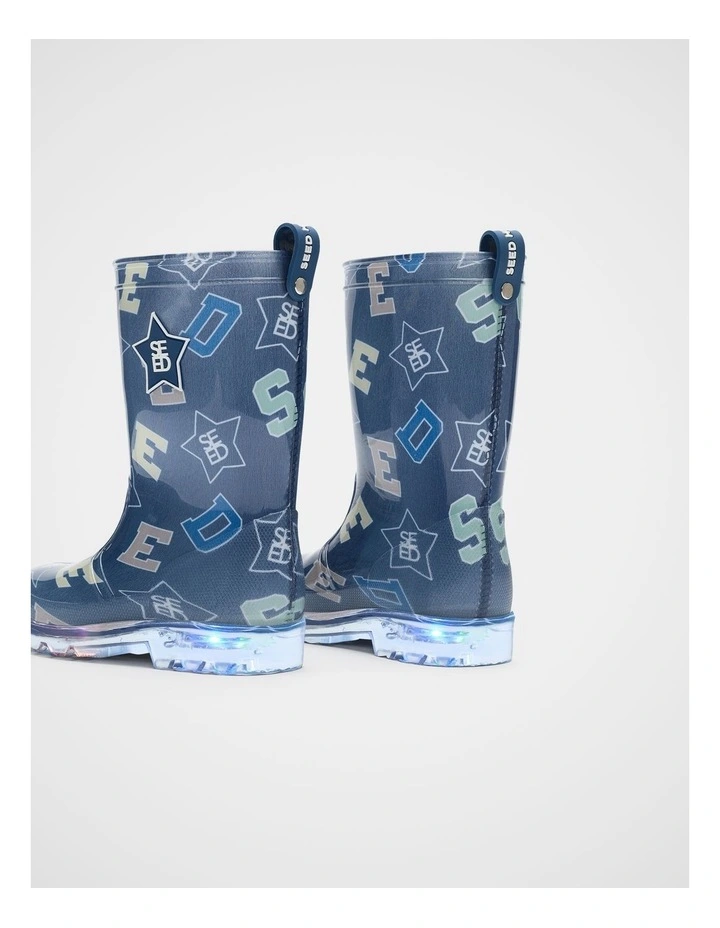 Light Up Gumboot in French Navy Multi image 3