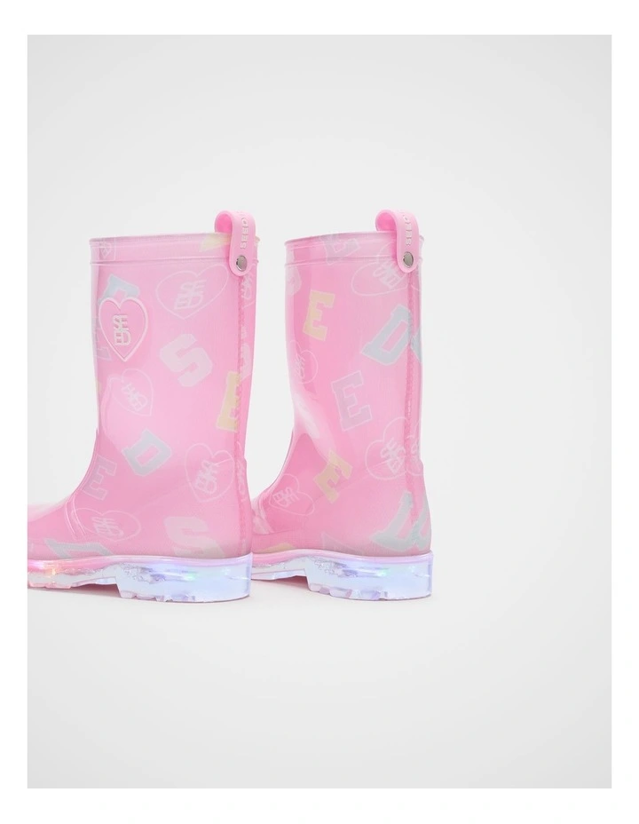Light Up Gumboot in Candy Pink Multi image 3