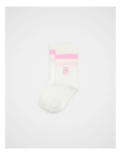Logo Stripe Sock in Pink Multi