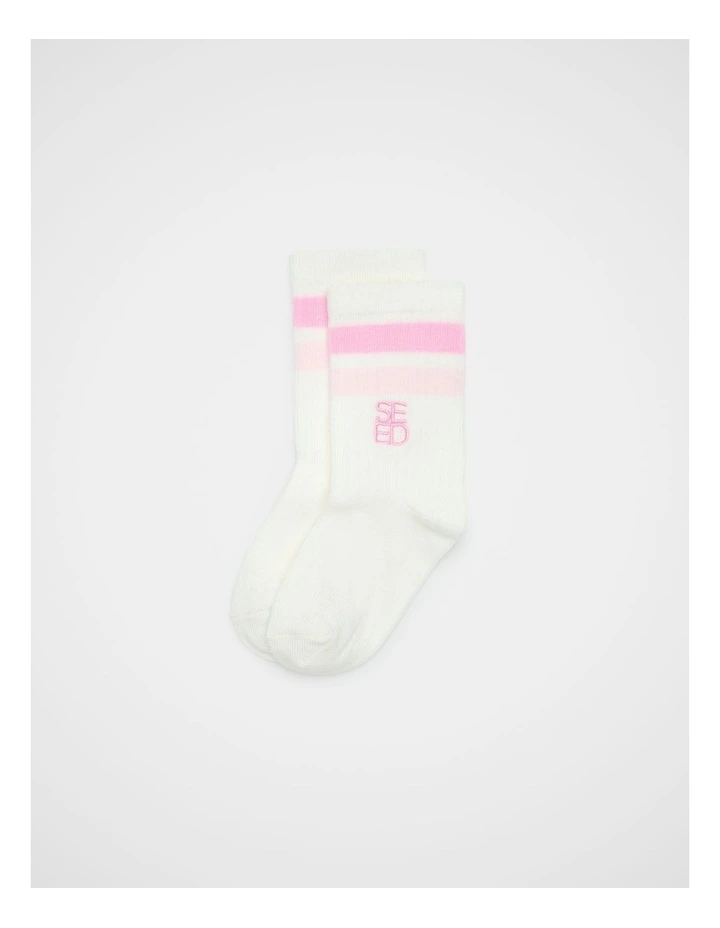 Logo Stripe Sock in Pink Multi image 1